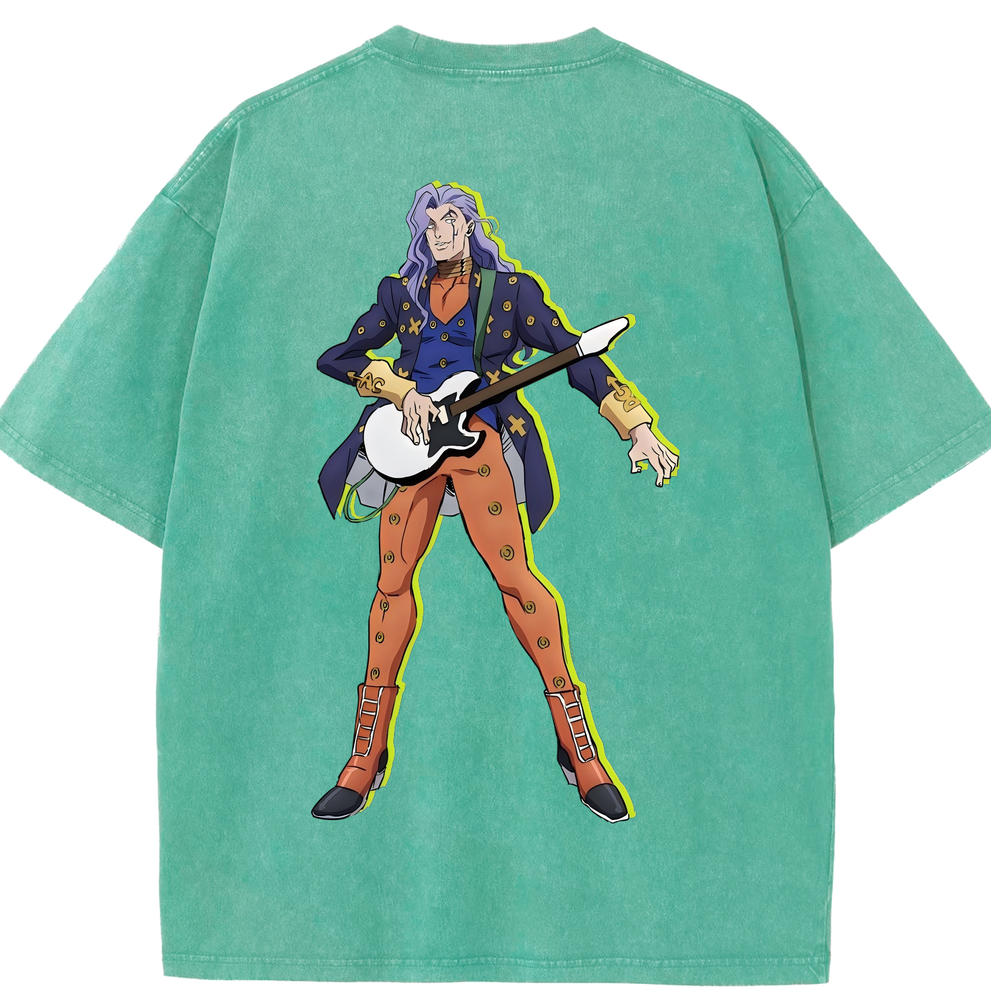 （画像用） ジョジョの奇妙な冒険 おといし あきら JoJo's Bizarre Adventure Akira Otoishi 綿100% ヴィンテージ風 半袖Tシャツ（背面プリント）
